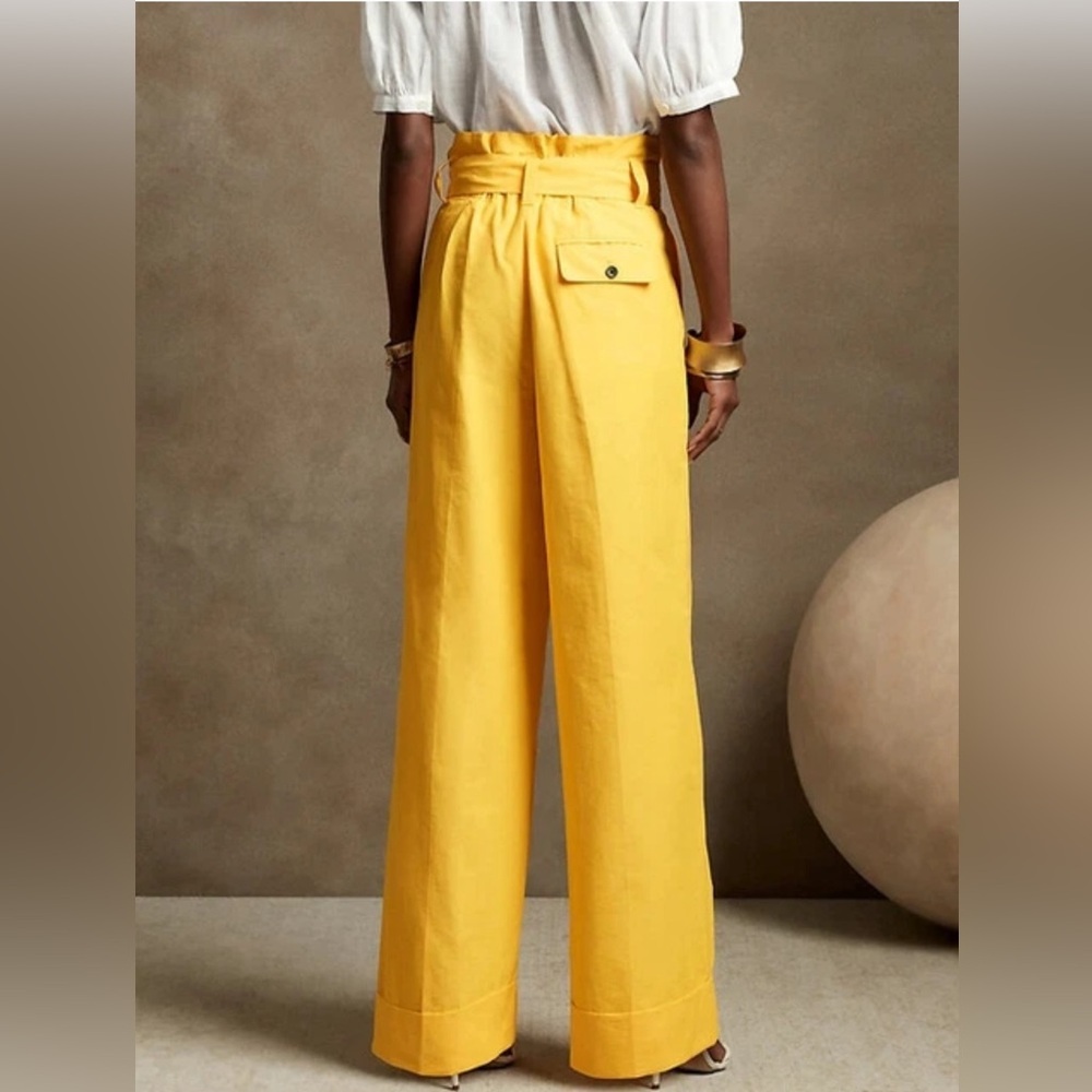 Banana Republic Yellow High-Waist Paperbag Wide-Leg Pants (Size 4P) - Picture 2 of 8